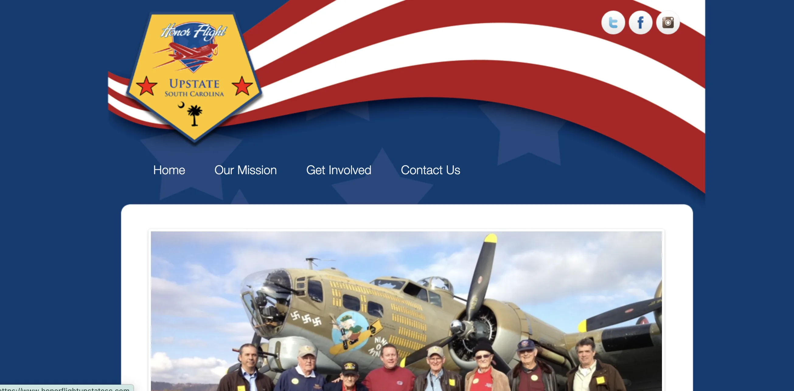 Honor Flight Upstate SC website preview